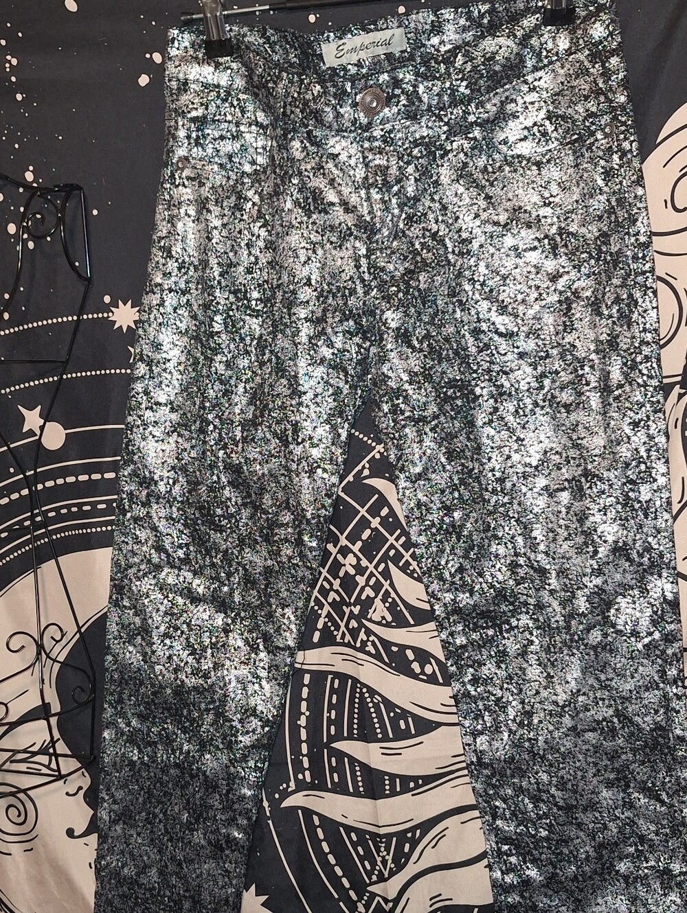 NWT Emperial Metallic Silver-Black Sparkle Pants